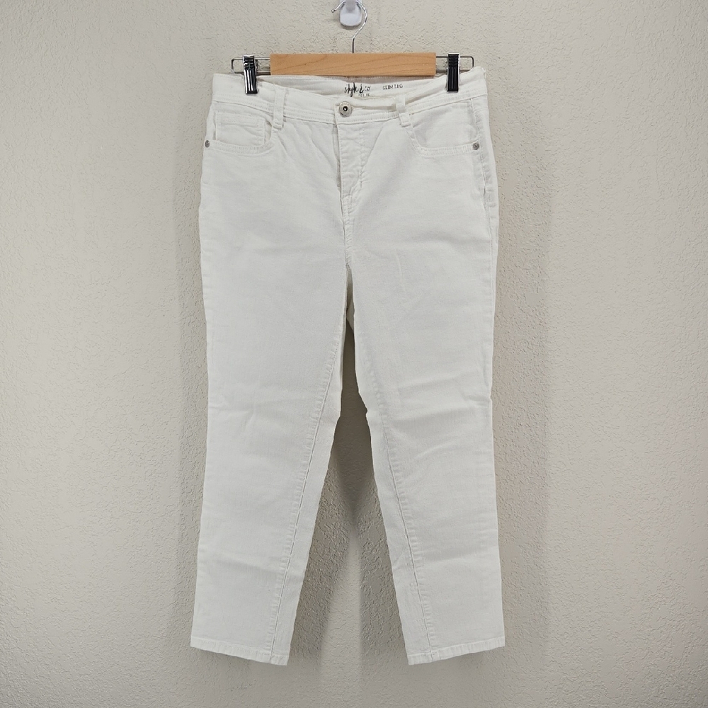 Style & Co. White Cropped Slim Leg Jeans Size 10ps